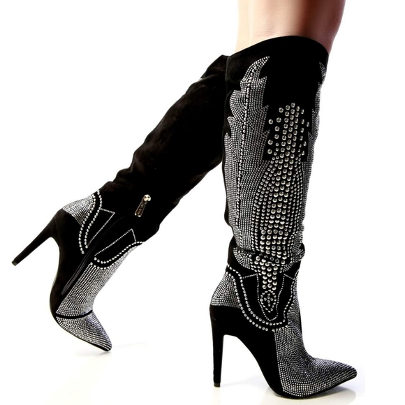 𝙇𝙖𝙨𝙩 Siz 6 💎🎥Rhinestone & Studded Boot - Picture 6 of 15